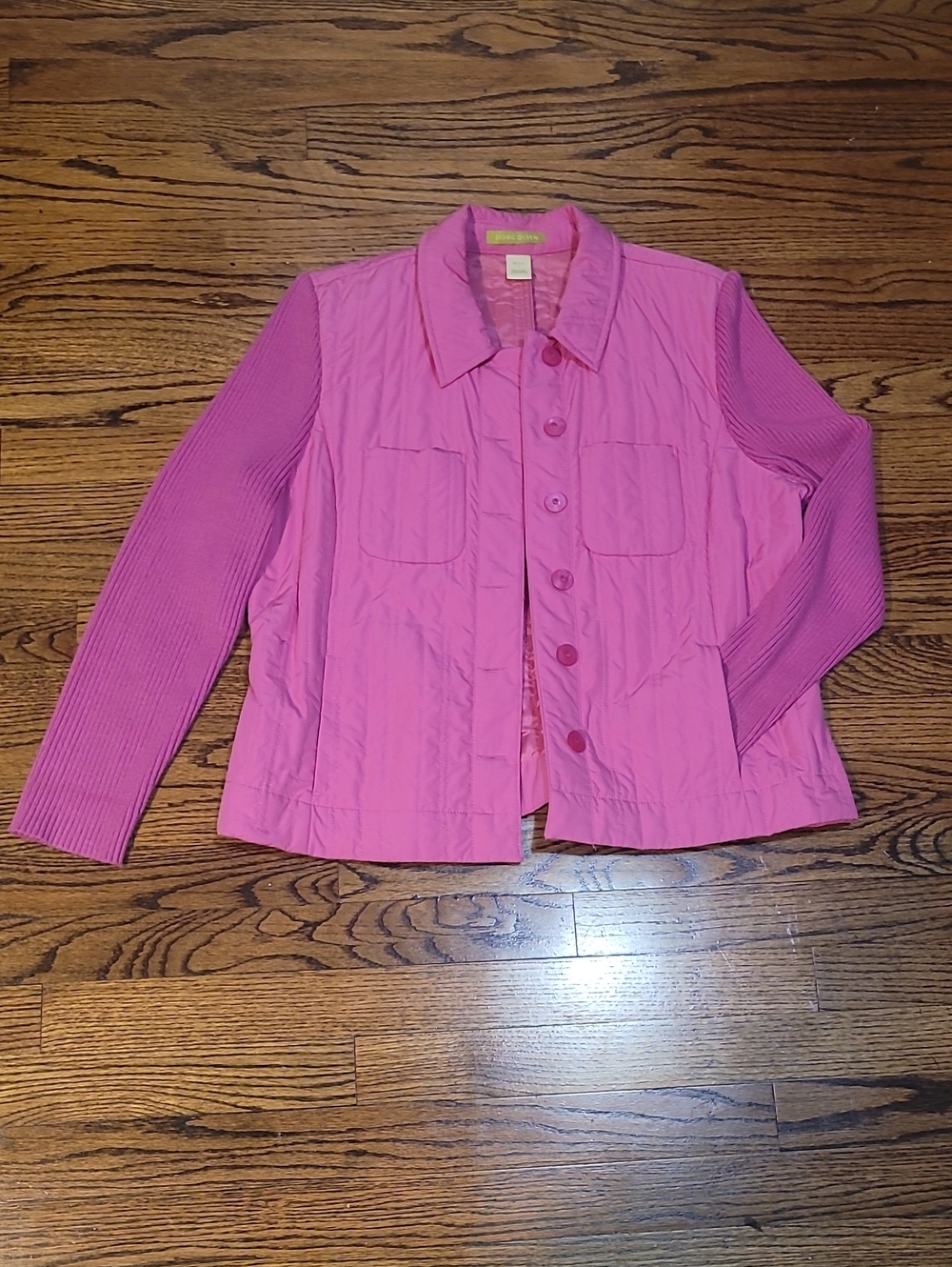 Sigrid Olsen Pink Quilted And Knit Button-Front Jacket